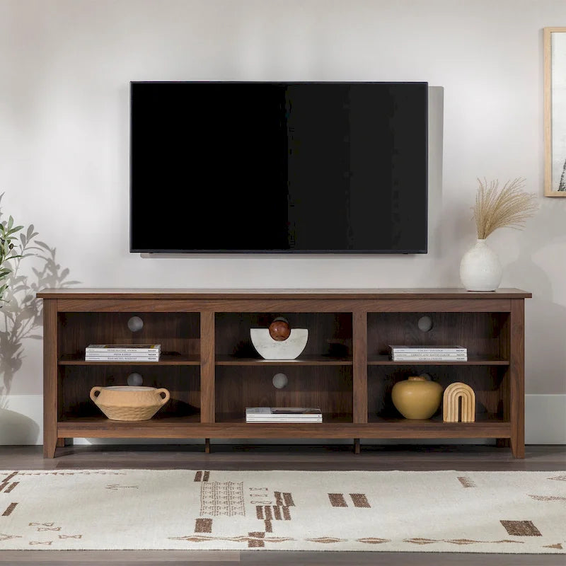 70-Inch TV Stand with Open Storage, Adjustable Shelves and Cable Management for TVs up to 80 Inches