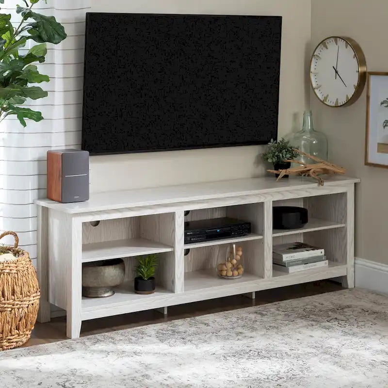 70-Inch TV Stand with Open Storage, Adjustable Shelves and Cable Management for TVs up to 80 Inches