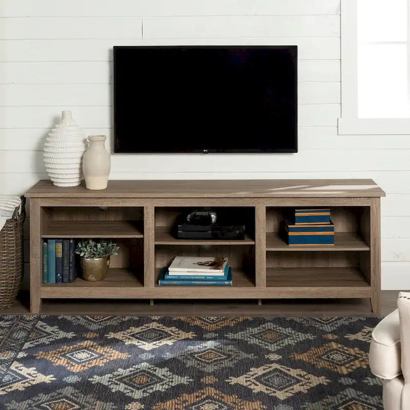 70-Inch TV Stand with Open Storage, Adjustable Shelves and Cable Management for TVs up to 80 Inches