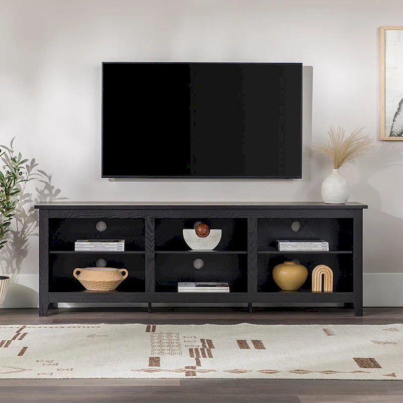 70-Inch TV Stand with Open Storage, Adjustable Shelves and Cable Management for TVs up to 80 Inches