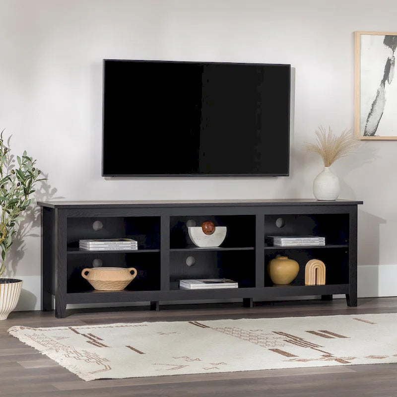 70-Inch TV Stand with Open Storage, Adjustable Shelves and Cable Management for TVs up to 80 Inches