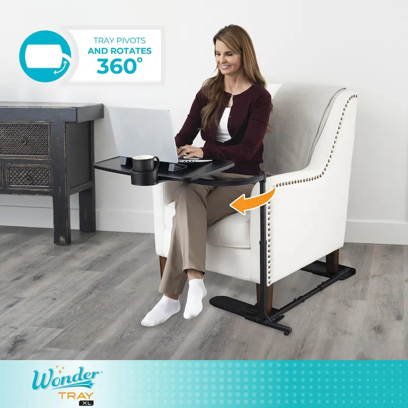 Extra-Large Adjustable Swivel TV Tray Table and Laptop Desk with Cup Holder