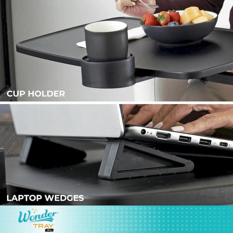 Extra-Large Adjustable Swivel TV Tray Table and Laptop Desk with Cup Holder