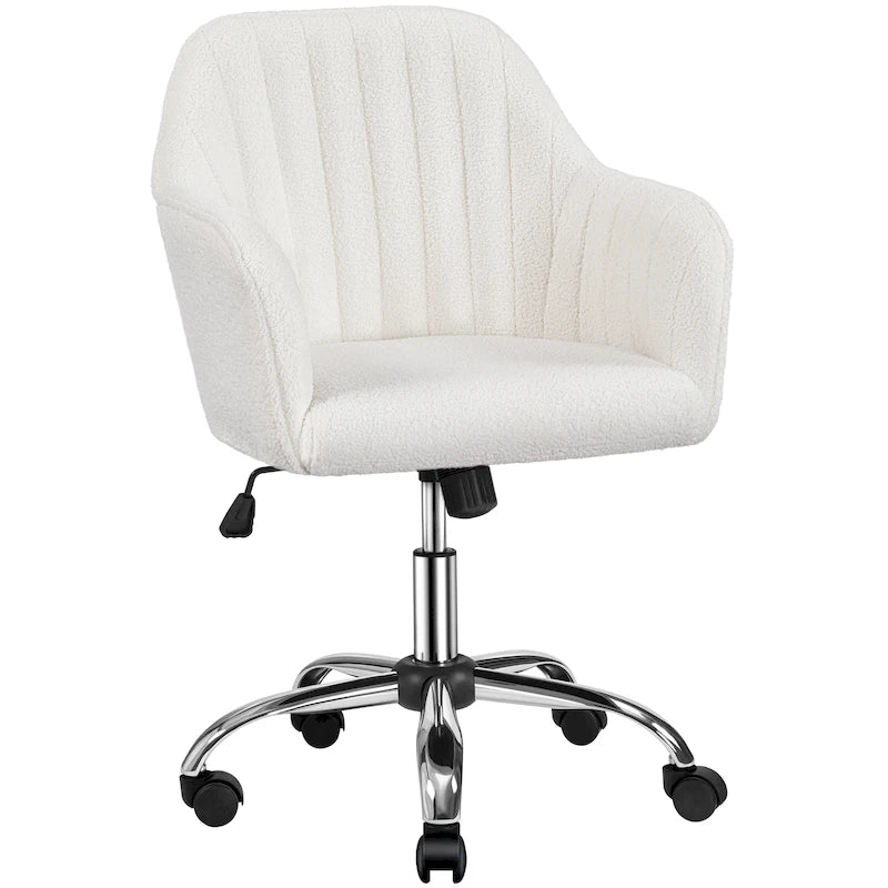 Height-Adjustable Swivel Desk Chair with Cushioned Seat and Rolling Casters