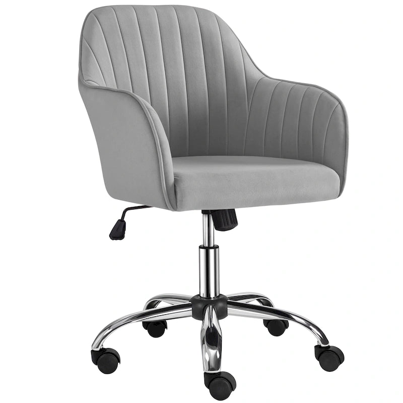 Height-Adjustable Swivel Desk Chair with Cushioned Seat and Rolling Casters