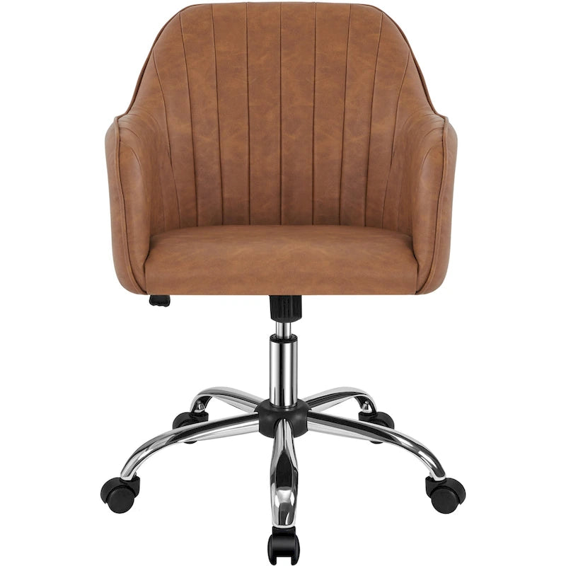 Height-Adjustable Swivel Desk Chair with Cushioned Seat and Rolling Casters