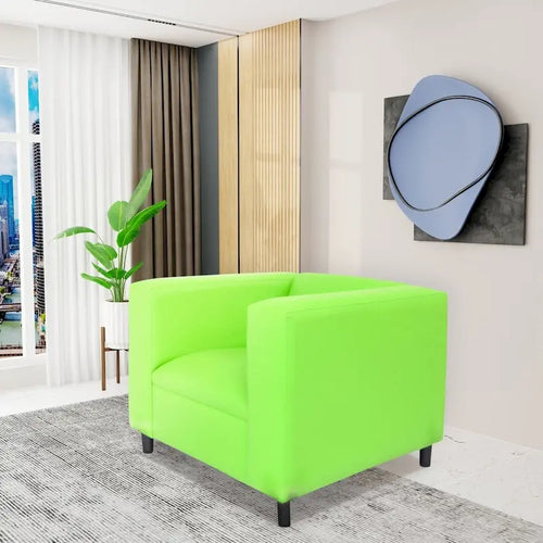 Coast to Coast Sofas Mid Century Modern Sofa Chair Faux Leather Solid Wood Frame Upholstered