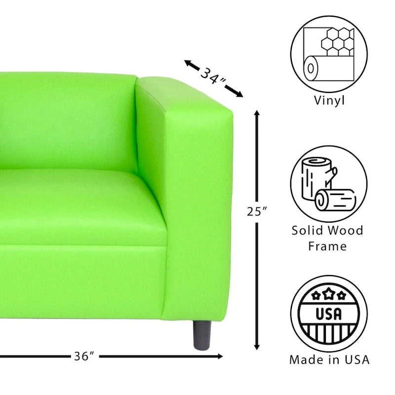 36-Inch Mid-Century Modern Faux Leather Accent Chair with Solid Wood Frame