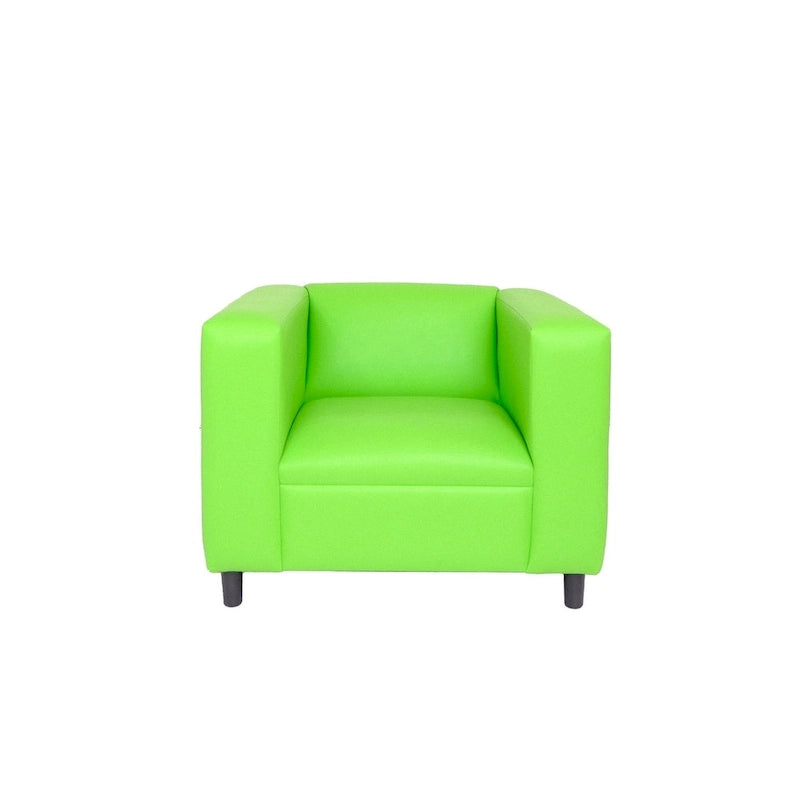 36-Zoll-Akzentsessel im Mid-Century-Modern-Stil aus Kunstleder mit Gestell aus Massivholz