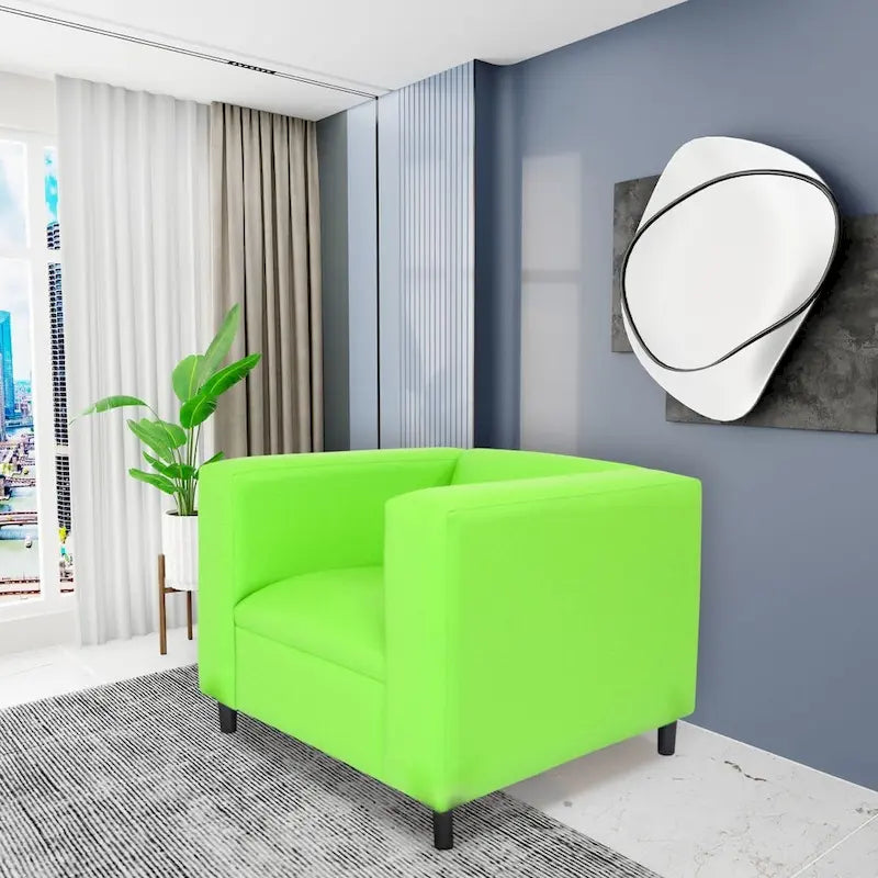36-Zoll-Akzentsessel im Mid-Century-Modern-Stil aus Kunstleder mit Gestell aus Massivholz