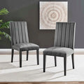 Velvet Dining Chairs with Channel Tufting and Nailhead Trim, 2 Chairs