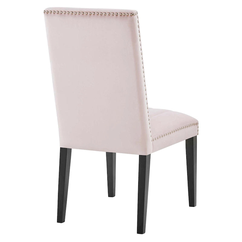 Velvet Dining Chairs with Channel Tufting and Nailhead Trim, 2 Chairs
