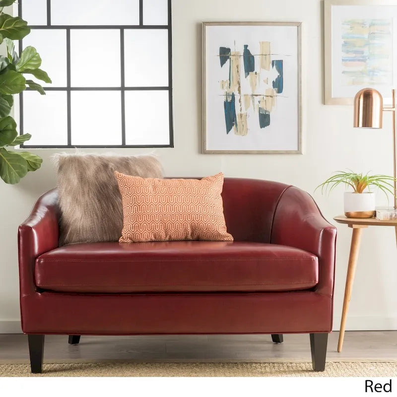 48.75-Inch Faux Leather Loveseat with Birch Wood Frame and Cushioned Seat