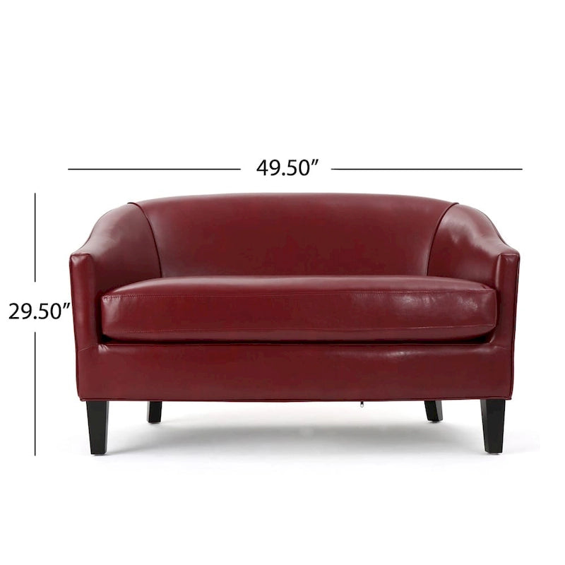 48.75-Inch Faux Leather Loveseat with Birch Wood Frame and Cushioned Seat