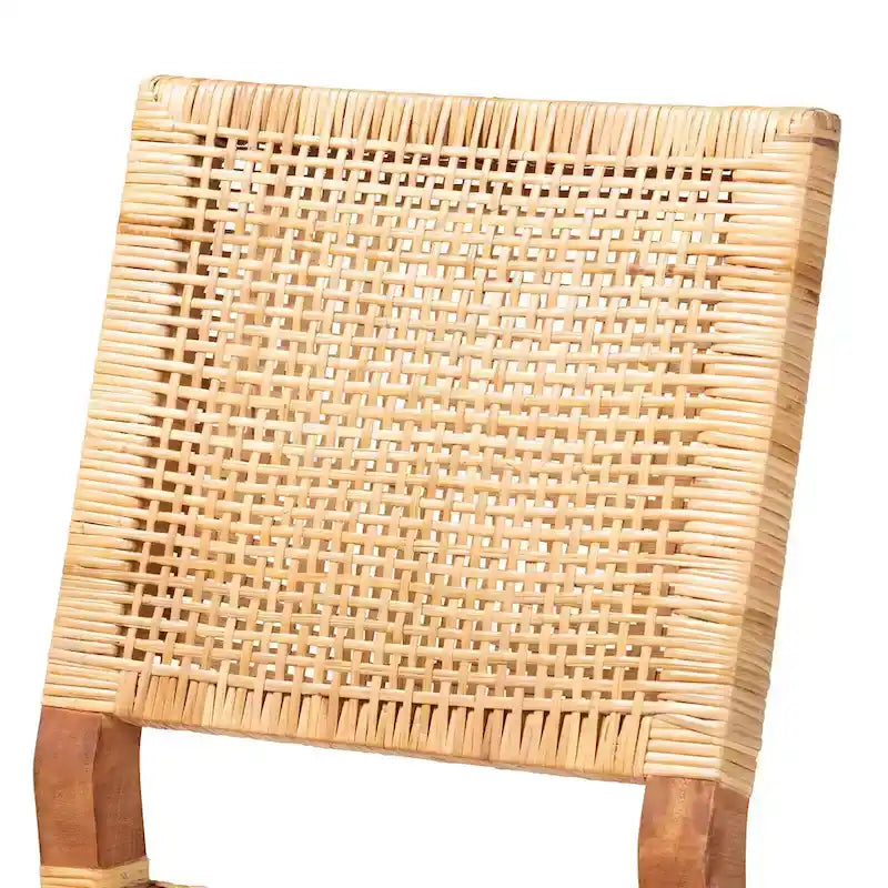 24.5-Inch Seat Height Natural Rattan and Wood Counter Stool with Square Back and Footrest