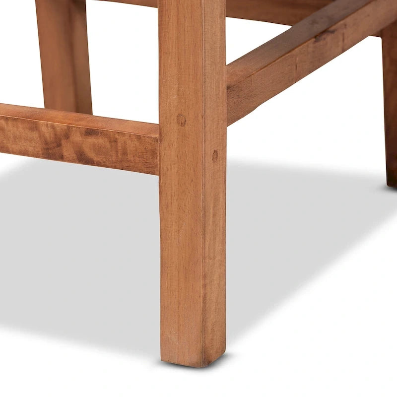 24.5-Inch Seat Height Natural Rattan and Wood Counter Stool with Square Back and Footrest