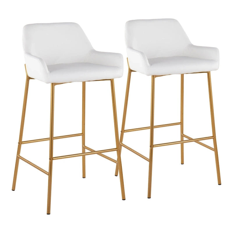 Barhocker mit 30-Zoll-Sitzhöhe, gepolstert, mit goldfarbenen Metallgestellen, 2 Hocker