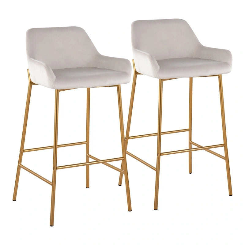 Barhocker mit 30-Zoll-Sitzhöhe, gepolstert, mit goldfarbenen Metallgestellen, 2 Hocker