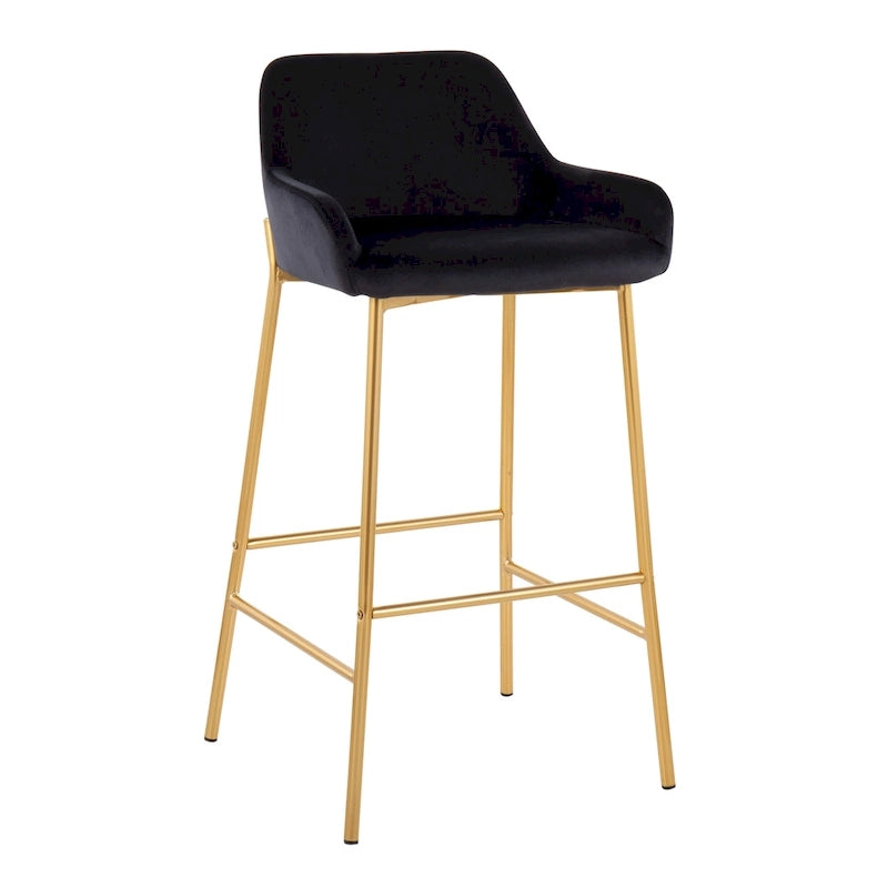 Barhocker mit 30-Zoll-Sitzhöhe, gepolstert, mit goldfarbenen Metallgestellen, 2 Hocker