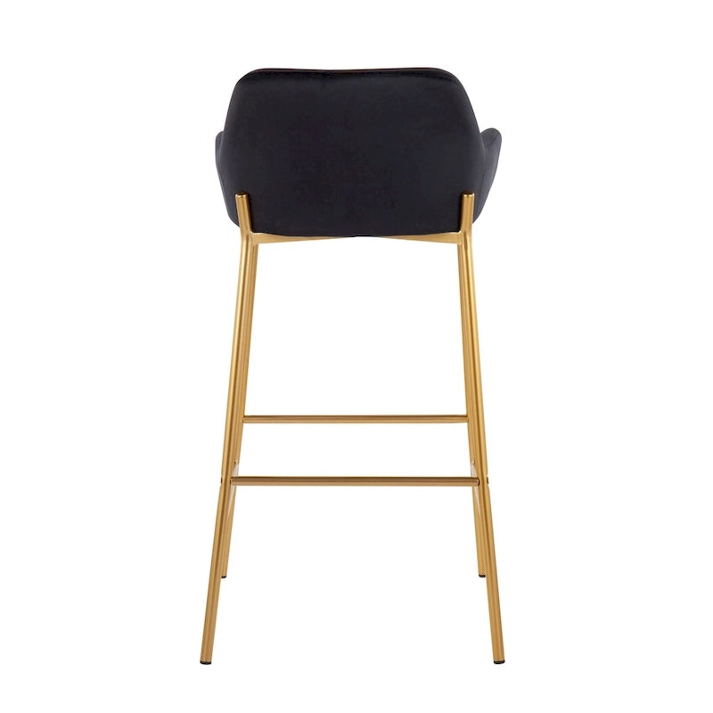 Barhocker mit 30-Zoll-Sitzhöhe, gepolstert, mit goldfarbenen Metallgestellen, 2 Hocker