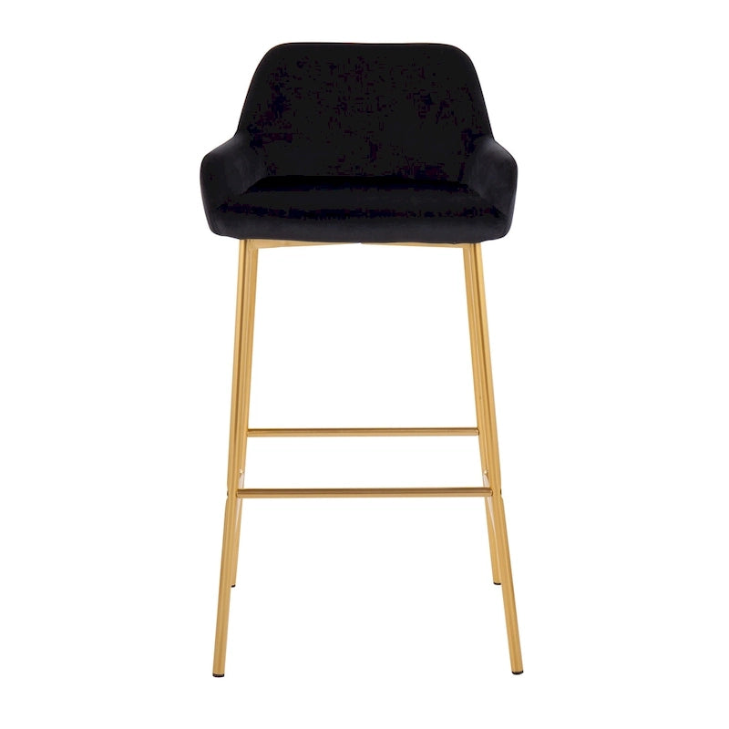 Barhocker mit 30-Zoll-Sitzhöhe, gepolstert, mit goldfarbenen Metallgestellen, 2 Hocker