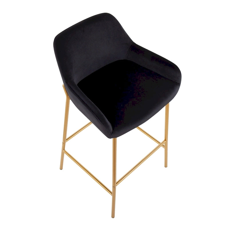 Barhocker mit 30-Zoll-Sitzhöhe, gepolstert, mit goldfarbenen Metallgestellen, 2 Hocker
