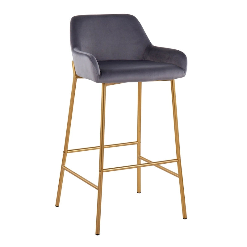 Barhocker mit 30-Zoll-Sitzhöhe, gepolstert, mit goldfarbenen Metallgestellen, 2 Hocker