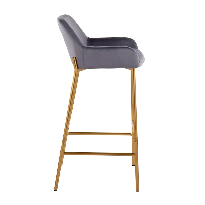 Barhocker mit 30-Zoll-Sitzhöhe, gepolstert, mit goldfarbenen Metallgestellen, 2 Hocker