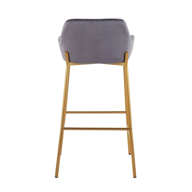 Barhocker mit 30-Zoll-Sitzhöhe, gepolstert, mit goldfarbenen Metallgestellen, 2 Hocker