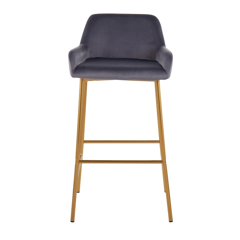 Barhocker mit 30-Zoll-Sitzhöhe, gepolstert, mit goldfarbenen Metallgestellen, 2 Hocker