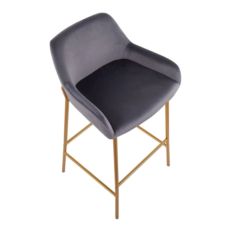 Barhocker mit 30-Zoll-Sitzhöhe, gepolstert, mit goldfarbenen Metallgestellen, 2 Hocker