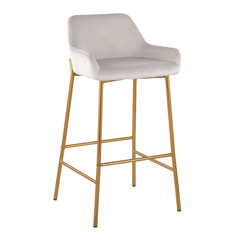 Barhocker mit 30-Zoll-Sitzhöhe, gepolstert, mit goldfarbenen Metallgestellen, 2 Hocker