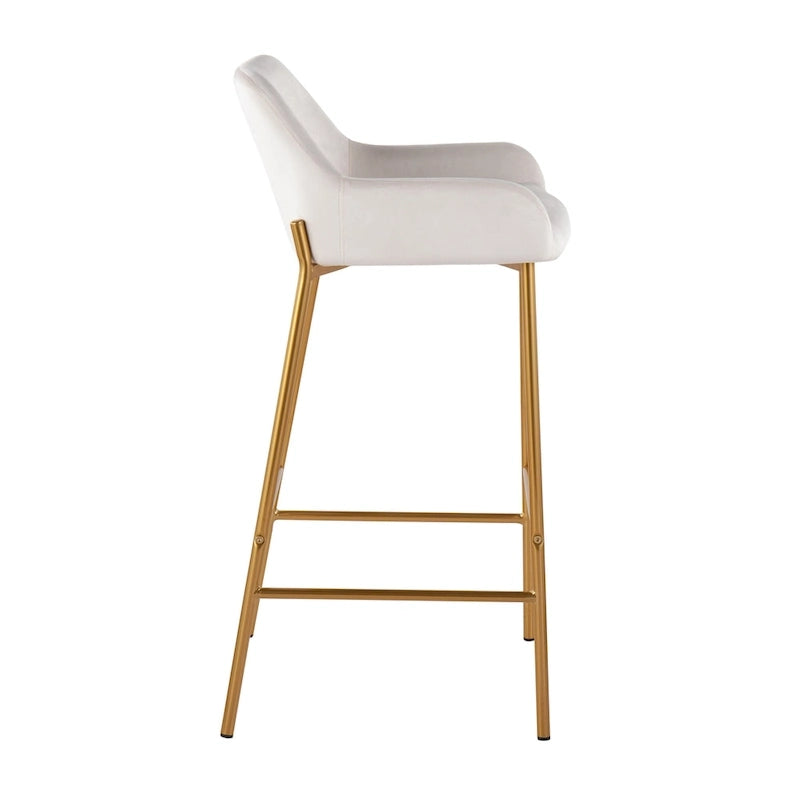 Barhocker mit 30-Zoll-Sitzhöhe, gepolstert, mit goldfarbenen Metallgestellen, 2 Hocker