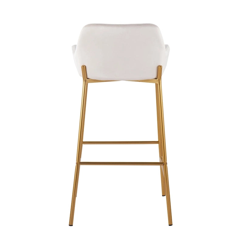 Barhocker mit 30-Zoll-Sitzhöhe, gepolstert, mit goldfarbenen Metallgestellen, 2 Hocker