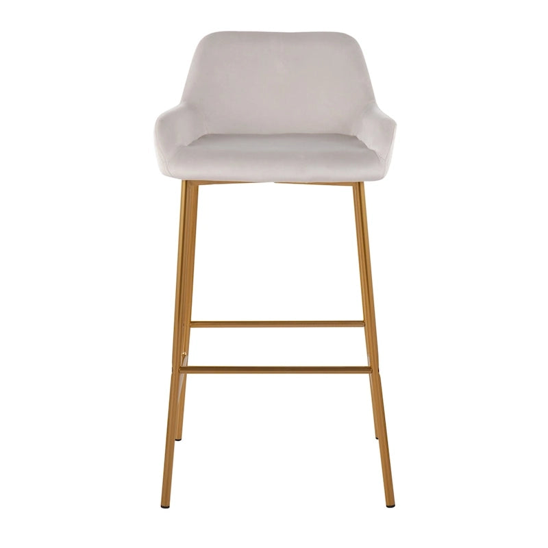 Barhocker mit 30-Zoll-Sitzhöhe, gepolstert, mit goldfarbenen Metallgestellen, 2 Hocker