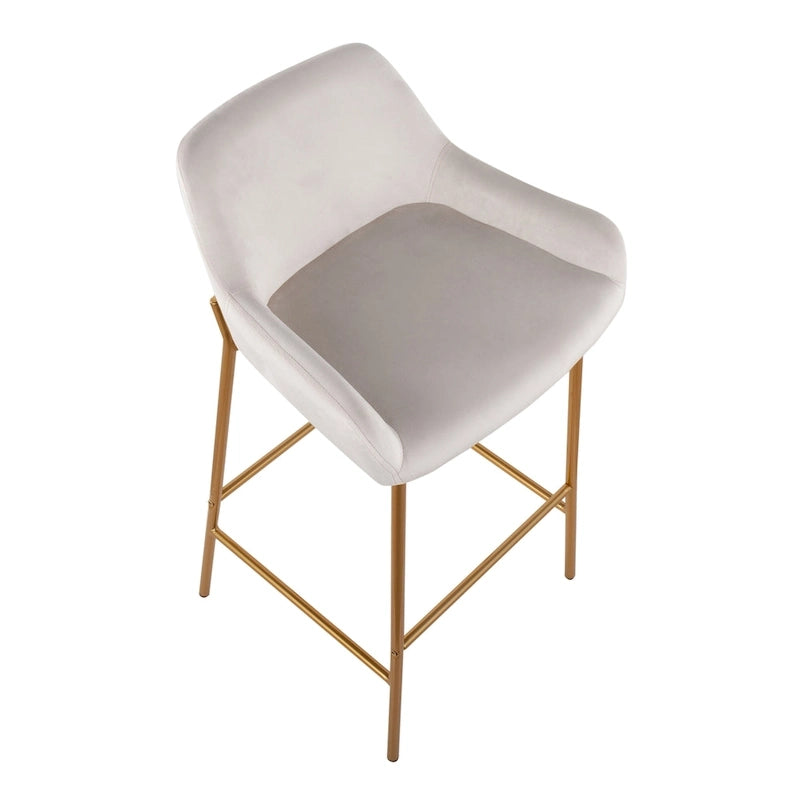 Barhocker mit 30-Zoll-Sitzhöhe, gepolstert, mit goldfarbenen Metallgestellen, 2 Hocker