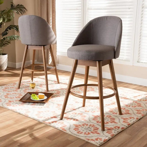 Mid-Century Modern Swivel 2-Piece Bar Stool Set
