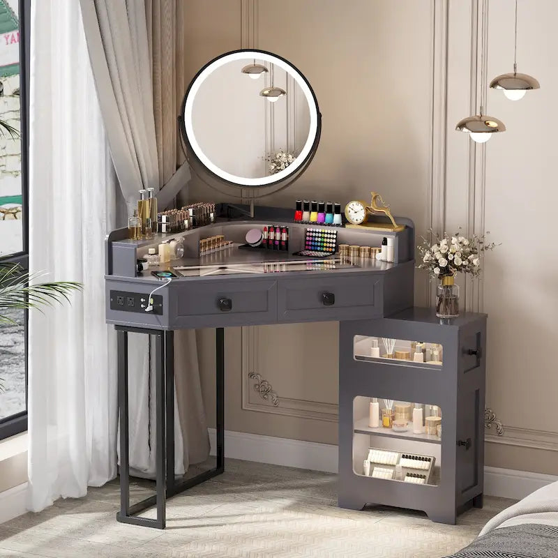Corner Makeup Vanity With Mirror