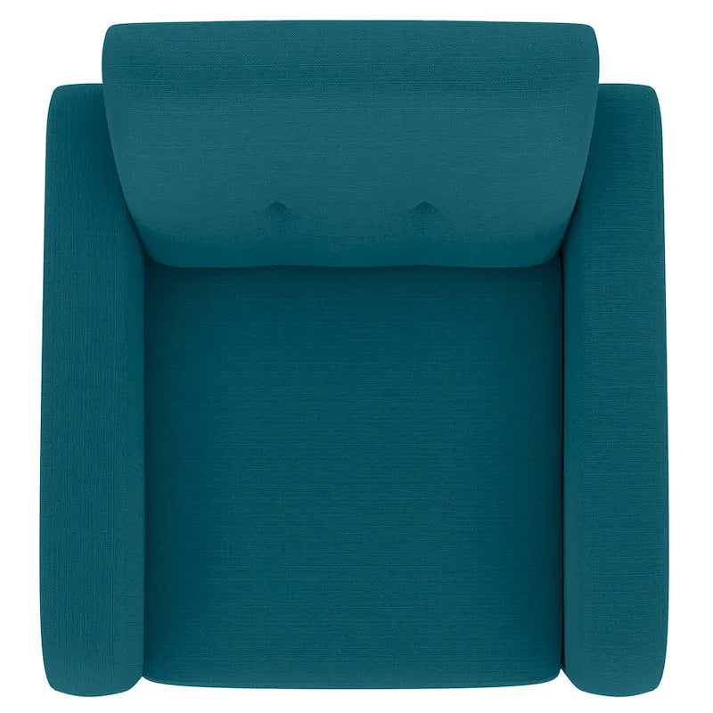 Mid-Century Peacock Blue Upholstered Armchair with Tufted Back