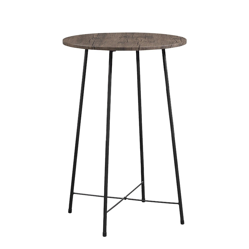 Mesa de bar redonda de 35.4 de altura, tampo em madeira de estilo industrial, mesa de bistrô/pub/pequeno-almoço