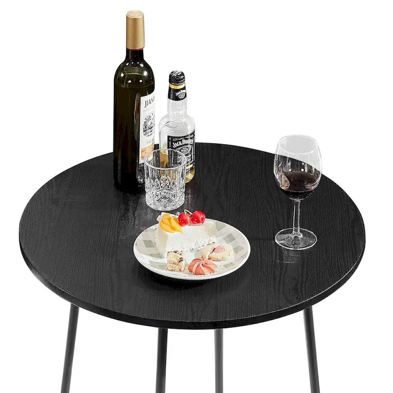 Mesa de bar redonda de 35.4 de altura, tampo em madeira de estilo industrial, mesa de bistrô/pub/pequeno-almoço