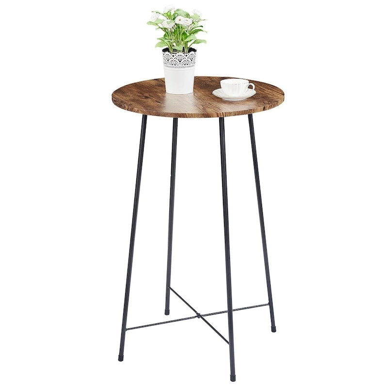 Mesa de bar redonda de 35.4 de altura, tampo em madeira de estilo industrial, mesa de bistrô/pub/pequeno-almoço