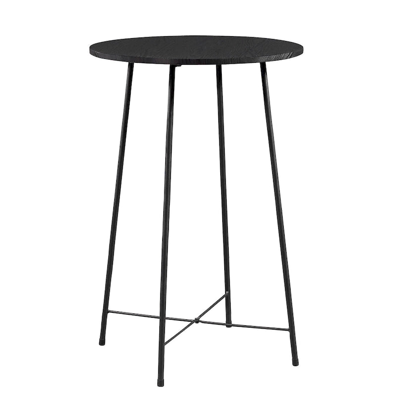 Mesa de bar redonda de 35.4 de altura, tampo em madeira de estilo industrial, mesa de bistrô/pub/pequeno-almoço