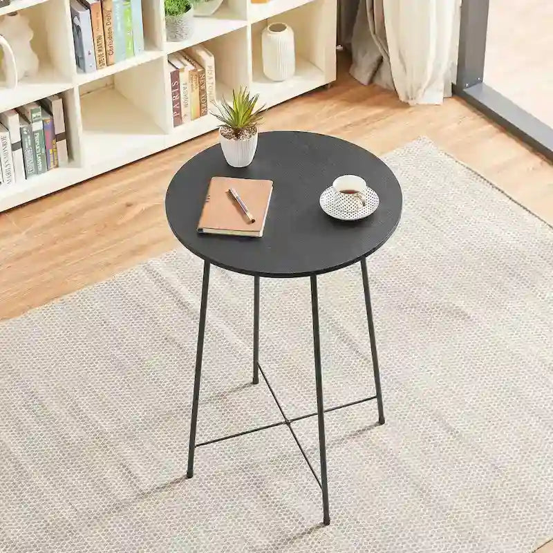 Mesa de bar redonda de 35.4 de altura, tampo em madeira de estilo industrial, mesa de bistrô/pub/pequeno-almoço