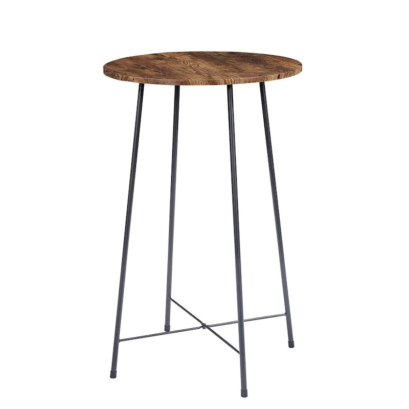 Mesa de bar redonda de 35.4 de altura, tampo em madeira de estilo industrial, mesa de bistrô/pub/pequeno-almoço