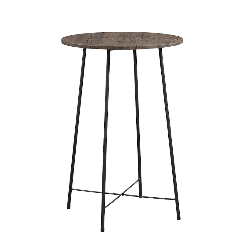 Mesa de bar redonda de 35.4 de altura, tampo em madeira de estilo industrial, mesa de bistrô/pub/pequeno-almoço