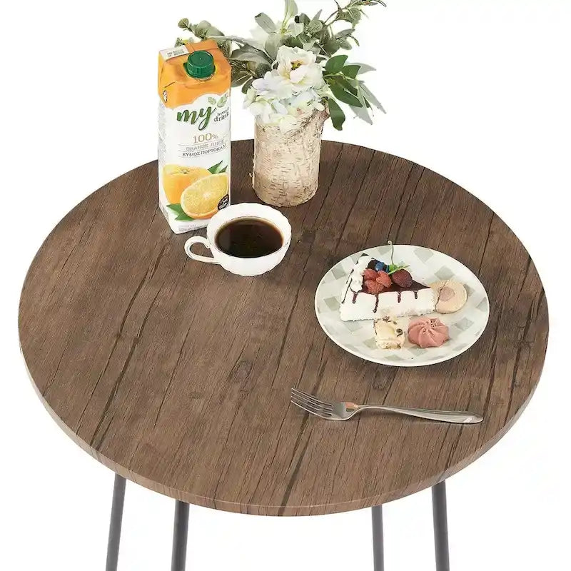 Mesa de bar redonda de 35.4 de altura, tampo em madeira de estilo industrial, mesa de bistrô/pub/pequeno-almoço