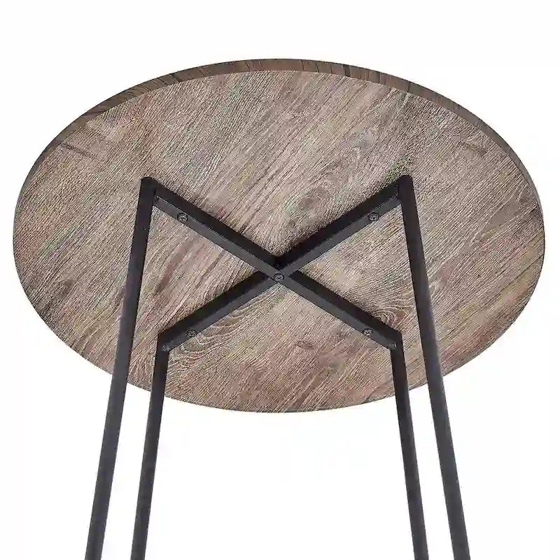Mesa de bar redonda de 35.4 de altura, tampo em madeira de estilo industrial, mesa de bistrô/pub/pequeno-almoço