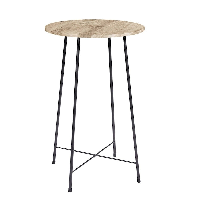 Mesa de bar redonda de 35.4 de altura, tampo em madeira de estilo industrial, mesa de bistrô/pub/pequeno-almoço