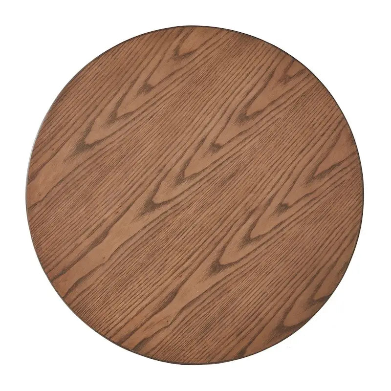 23-Inch Round Wood-Finish End Table with X-Cross Base and Tapered Legs
